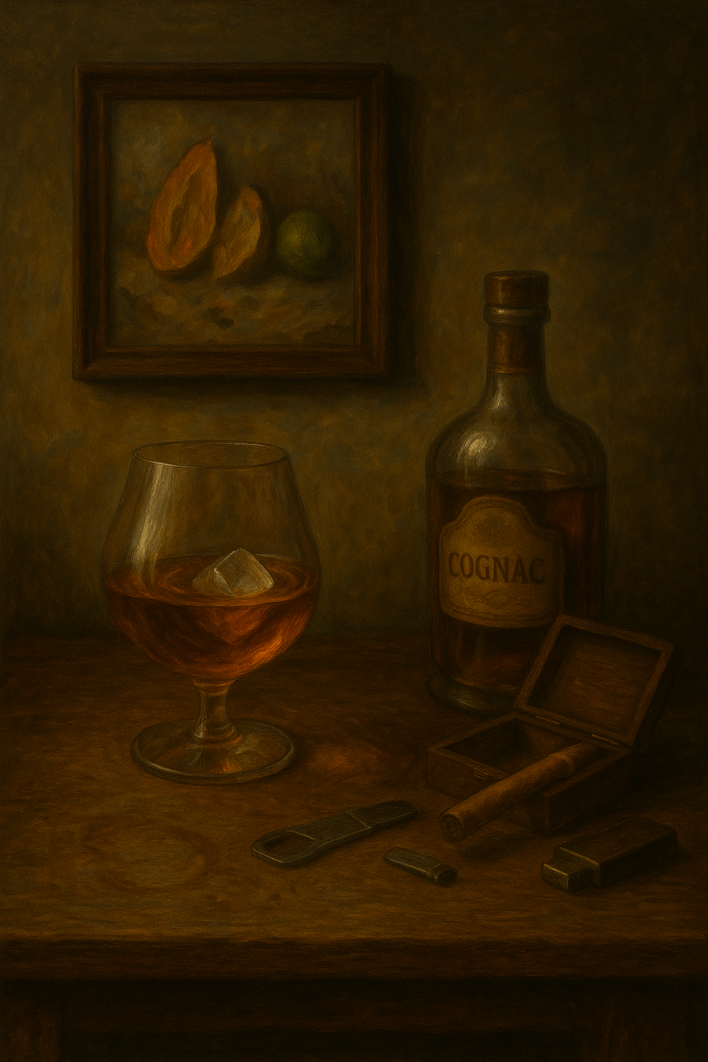 Warm Cognac Still Life Scene